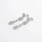 925 Sterling Silver Inlaid Zircon Geometric Dangle Earrings Earrings - Tophatter Daily Deals