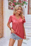 Ruched V-Neck Short Sleeve Tee Women's T-Shirts - Tophatter Daily Deals