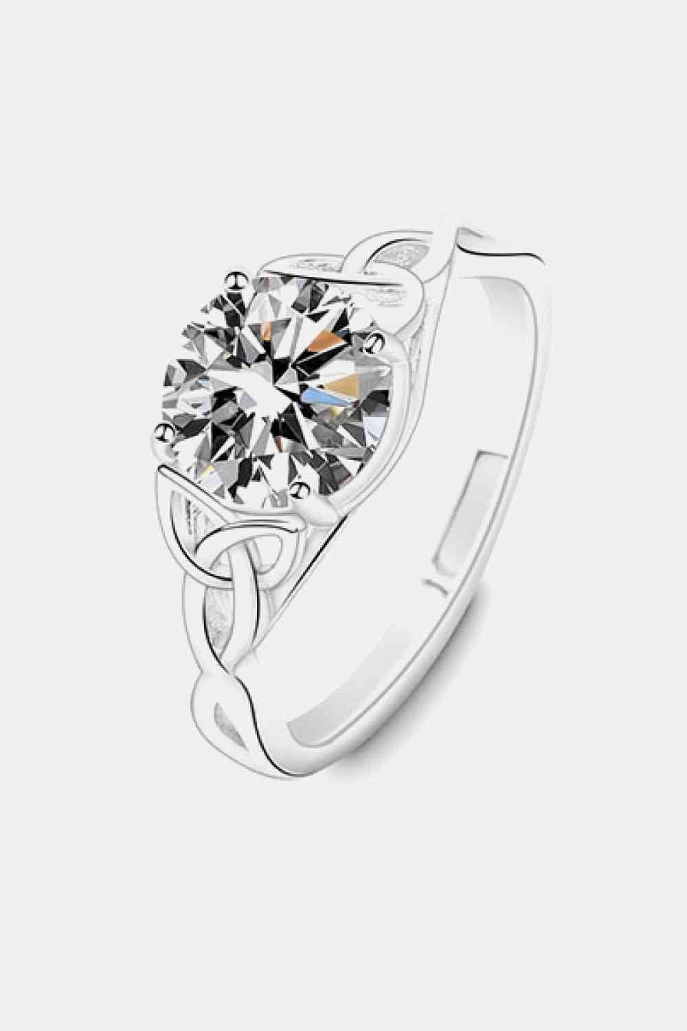 2 Carat Moissanite 925 Sterling Silver Ring Silver Moissanite - Tophatter Daily Deals