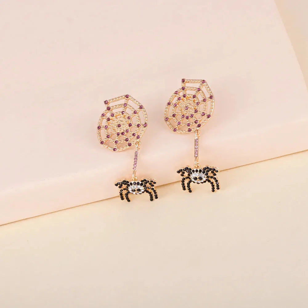 Spider Rhinestone Alloy Earrings Earrings - Tophatter Daily Deals