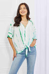 Sew In Love Beachy Keen Full Size Tie-Dye Top Mid Green Blouses - Tophatter Daily Deals