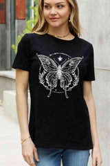 Simply Love Simply Love Full Size Butterfly Graphic Cotton Tee Black Women's T-Shirts - Tophatter Daily Deals