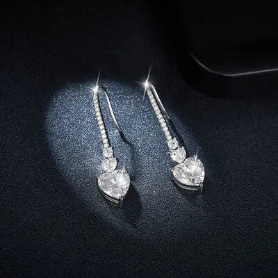 5.44 Carat 925 Sterling Silver Moissanite Heart Drop Earrings Moissanite - Tophatter Daily Deals