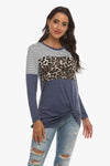 Mixed Print Gathered Detail Long Sleeve Top Blouses - Tophatter Daily Deals