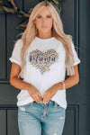 MAMA Leopard Heart Graphic Tee Shirt Women's T-Shirts - Tophatter Daily Deals