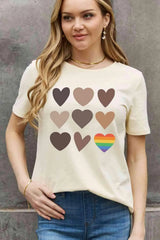 Simply Love Simply Love Full Size Heart Graphic Cotton Tee Ivory Women's T-Shirts - Tophatter Daily Deals