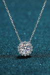 Flower-Shaped Moissanite Pendant Necklace Silver One Size Moissanite - Tophatter Daily Deals