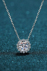Flower-Shaped Moissanite Pendant Necklace Silver One Size Moissanite - Tophatter Daily Deals