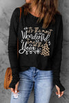 Slogan Graphic Long Sleeve T-Shirt Black Women's T-Shirts - Tophatter Daily Deals