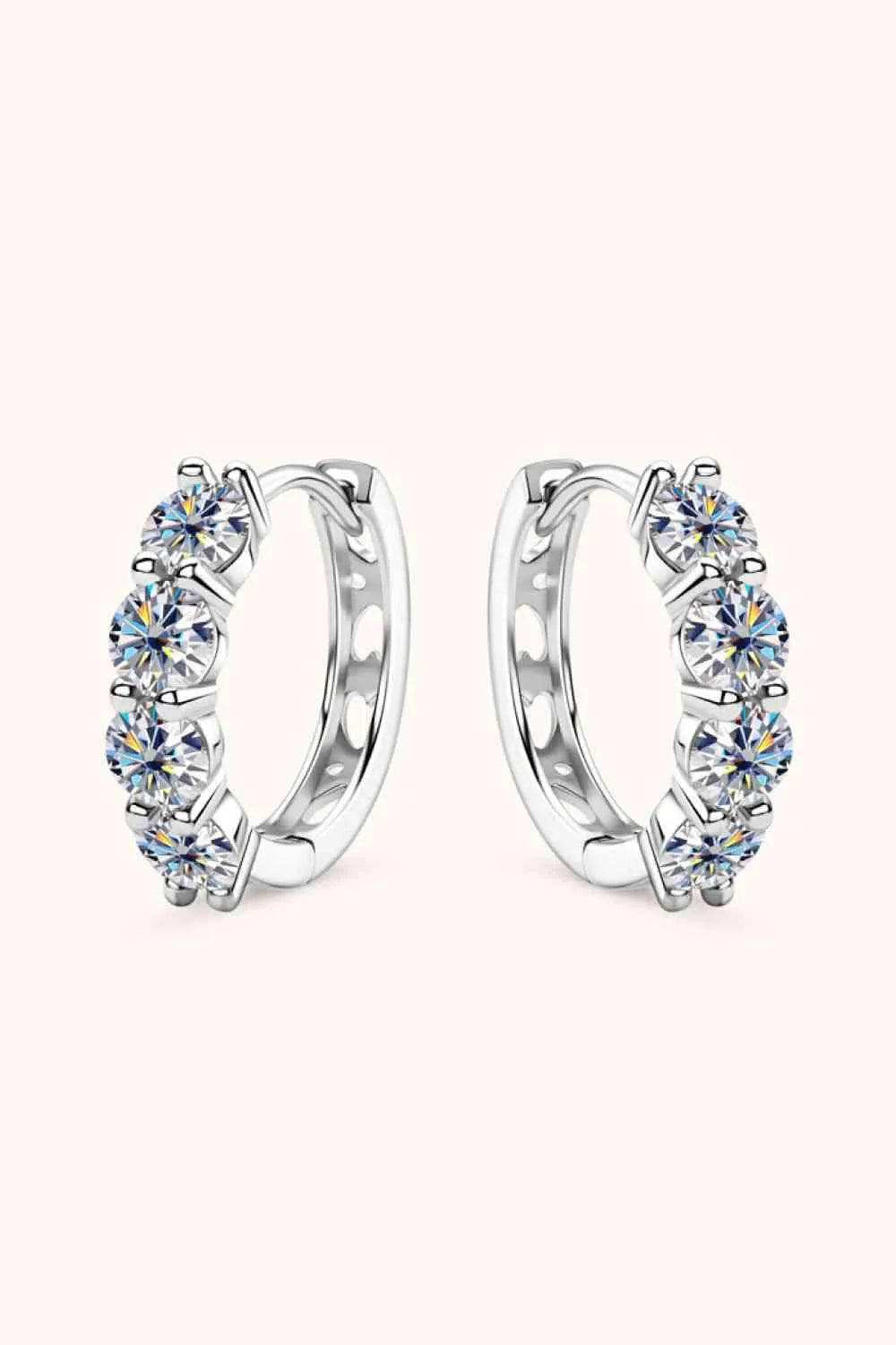 2.4 Carat Moissanite Huggie Earrings Silver One Size Moissanite - Tophatter Daily Deals