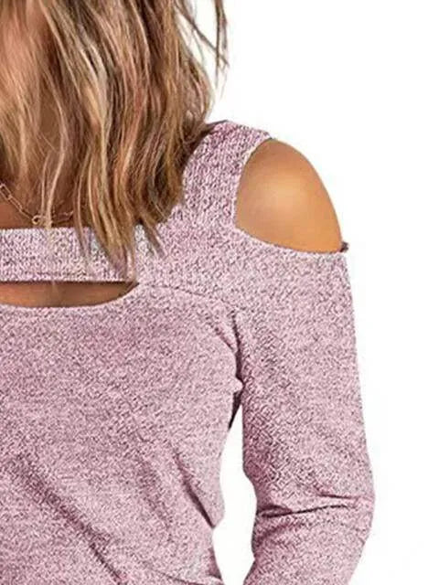Full Size Cutout Cold Shoulder Blouse Blouses - Tophatter Daily Deals