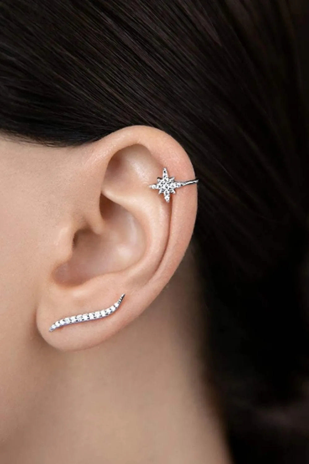 Inlaid Zircon Single Cuff Earring Earrings - Tophatter Daily Deals