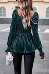 Smocked Square Neck Long Sleeve Blouse Blouses - Tophatter Daily Deals