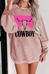 COWBOY Graphic Round Neck Sweatshirt - Tophatter Daily Deals