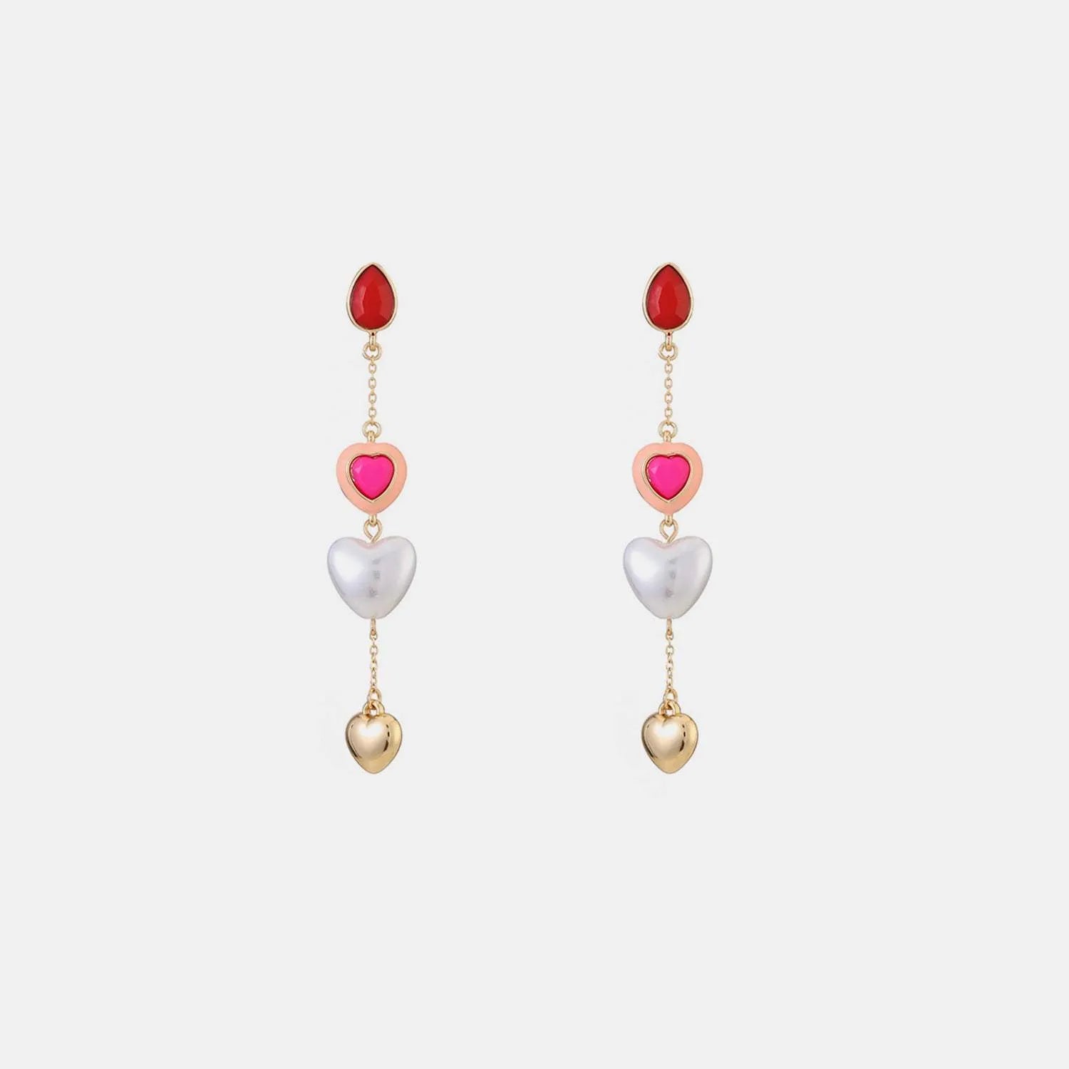 Heart Alloy Dangle Earrings Gold One Size Earrings - Tophatter Daily Deals