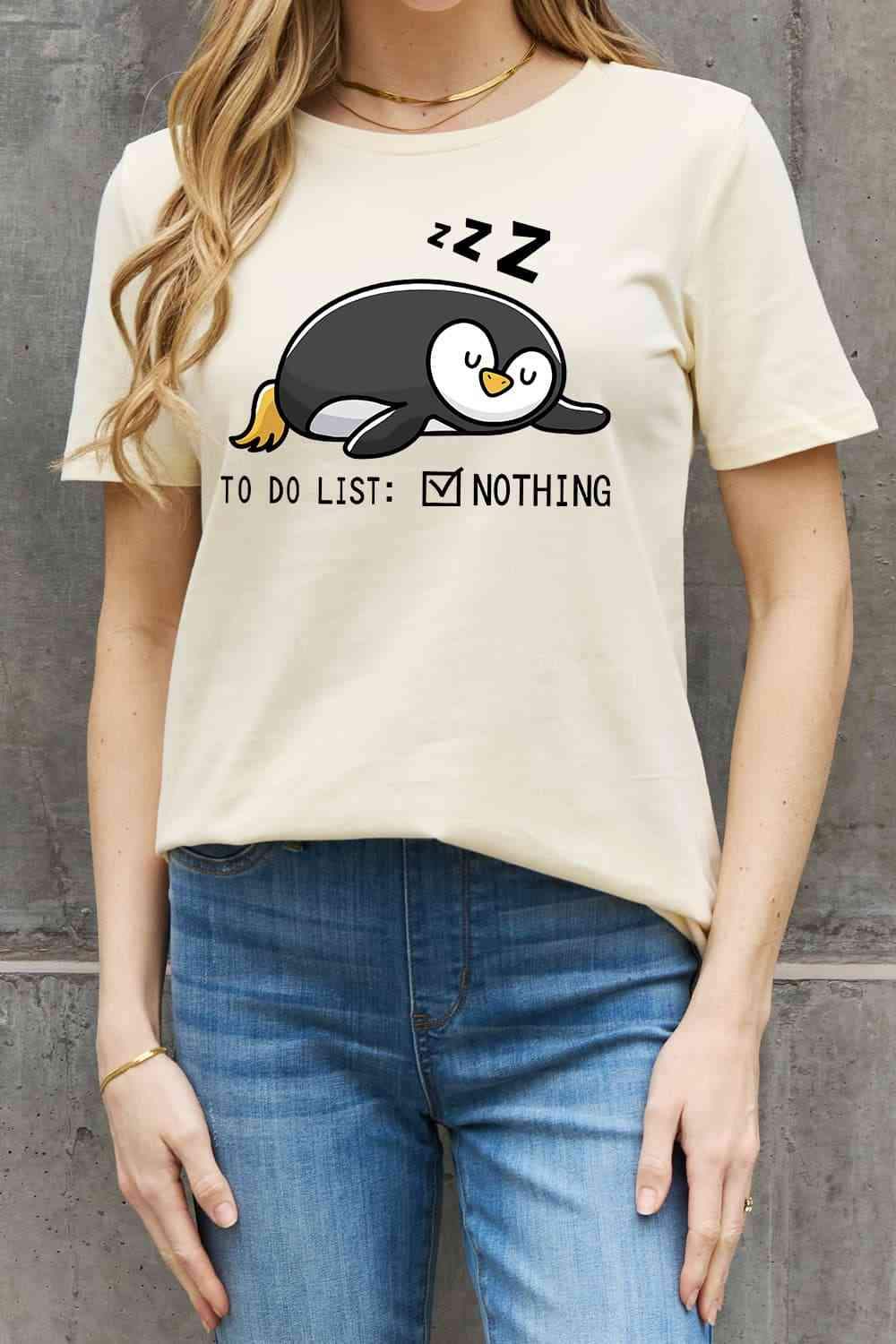 Simply Love Full Size TO DO LIST NOTHING Graphic Cotton Tee Women's T-Shirts - Tophatter Daily Deals