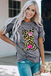 Leopard Bunny Graphic Cuffed Tee Shirt Women's T-Shirts - Tophatter Daily Deals