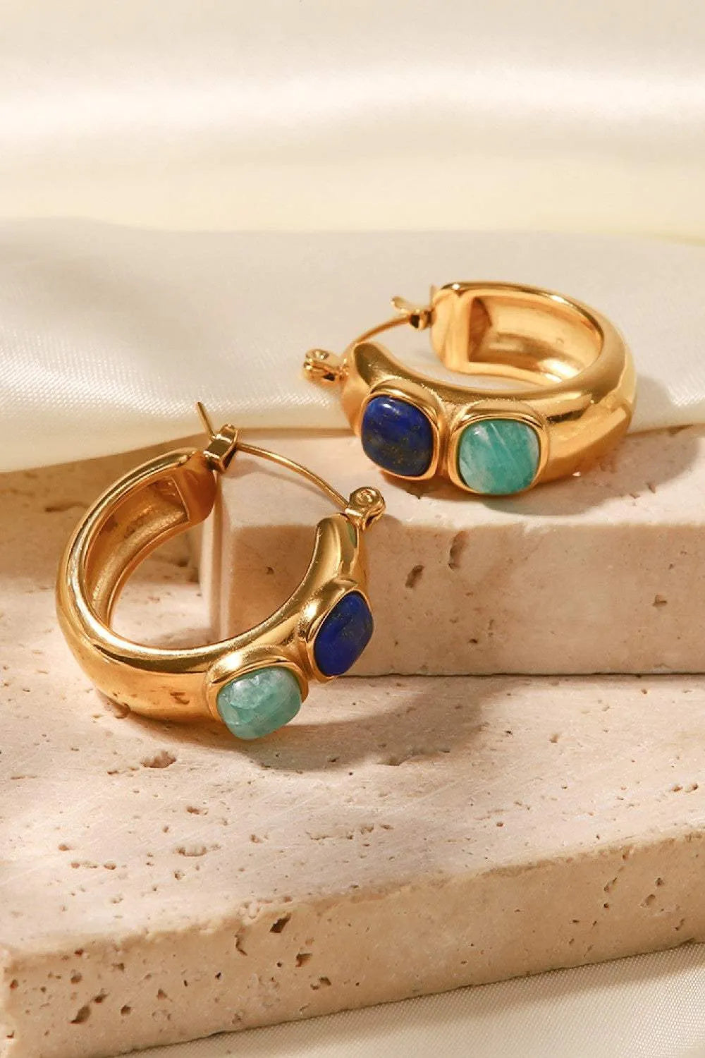 Stainless Steel 18K Gold-Plated Hoop Earrings Earrings - Tophatter Daily Deals