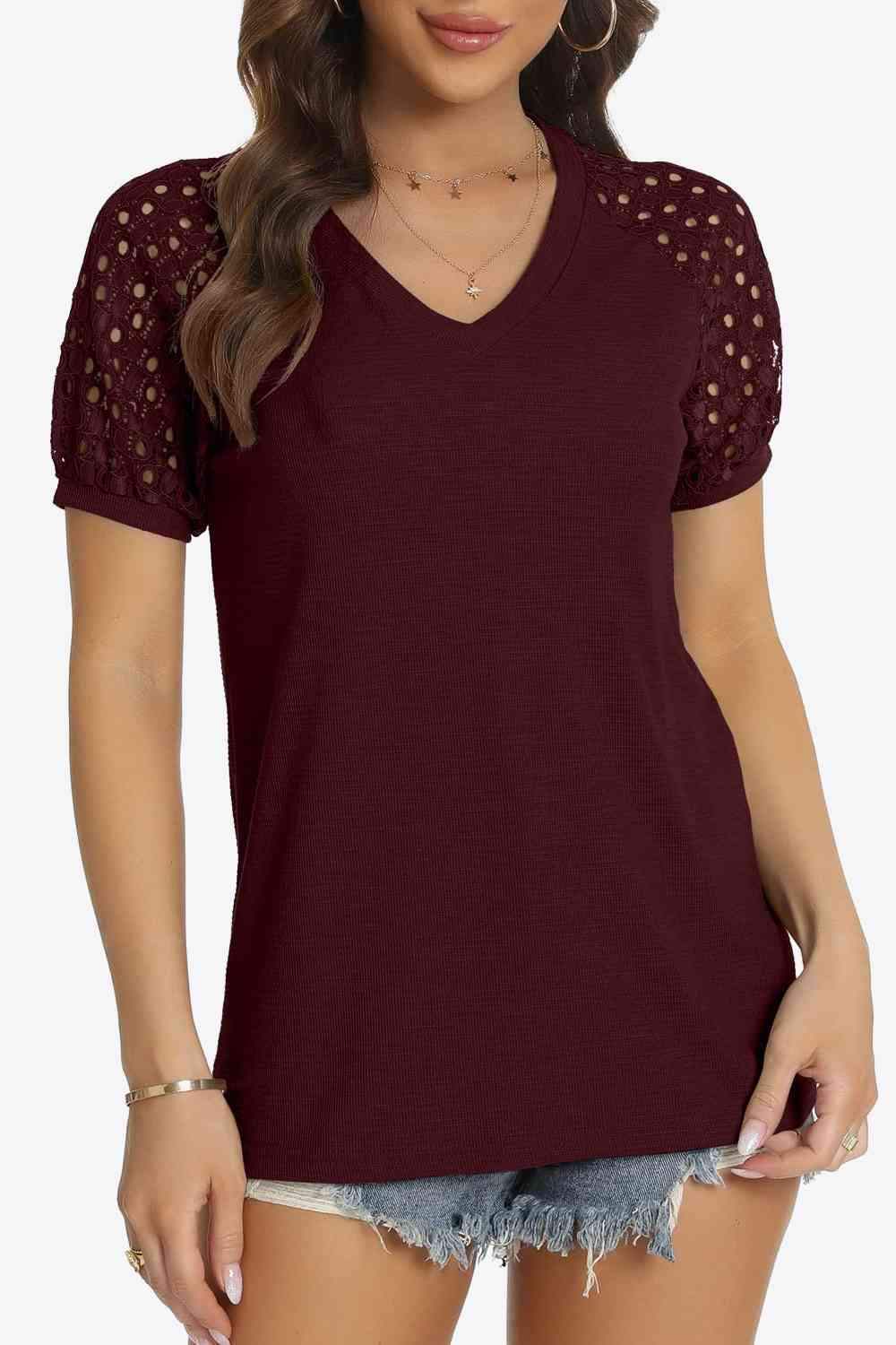 Short Sleeve V-Neck Tee Women's T-Shirts - Tophatter Daily Deals