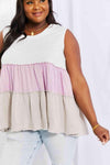 White Birch Full Size Watching the Sunset Color Block Babydoll Top Blouses - Tophatter Daily Deals