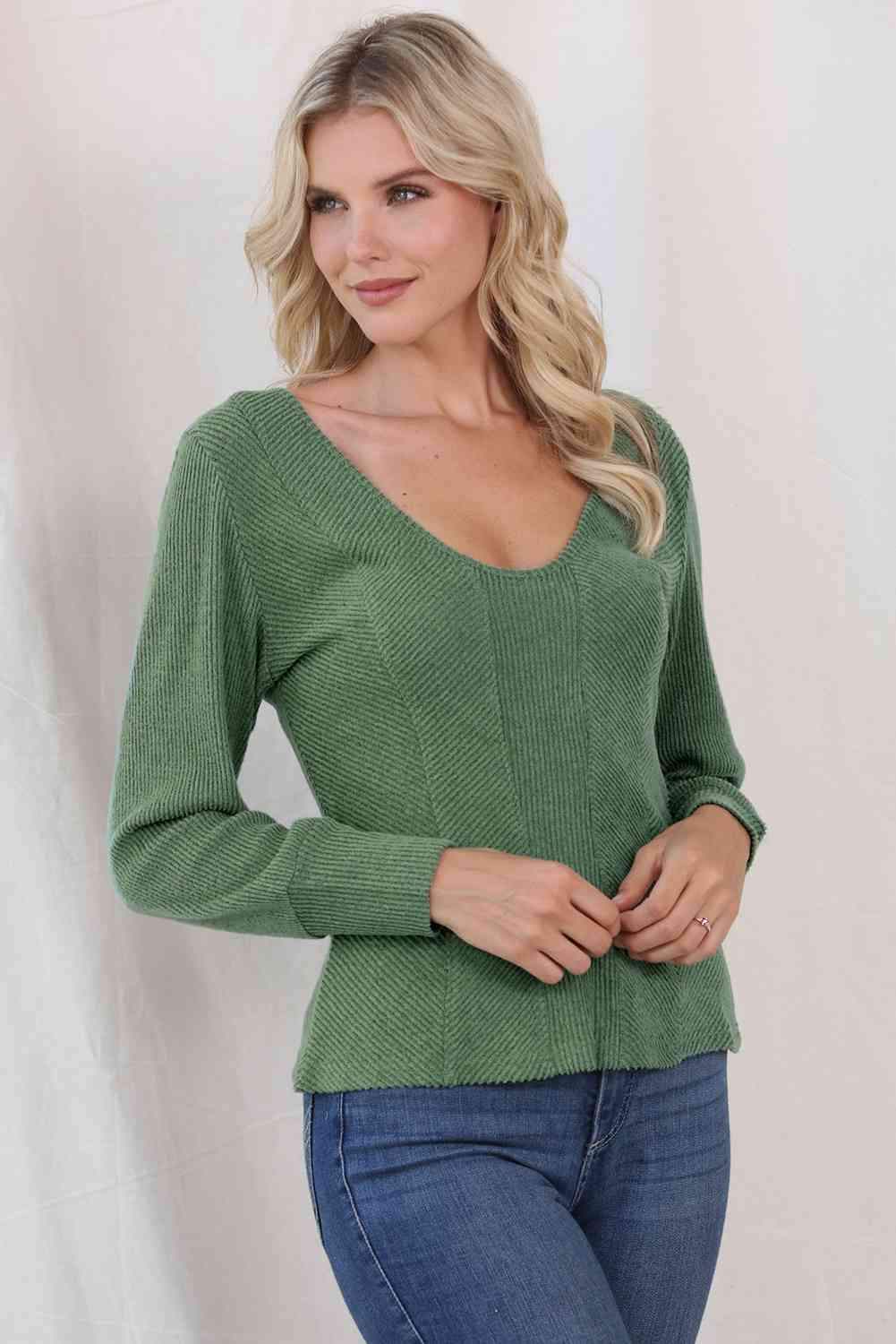 Scoop Neck Long Sleeve Top Blouses - Tophatter Daily Deals