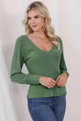 Scoop Neck Long Sleeve Top Blouses - Tophatter Daily Deals