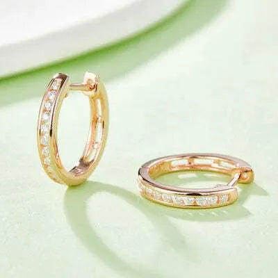 Moissanite 925 Sterling Silver Huggie Earrings Rose Gold One Size Moissanite - Tophatter Daily Deals