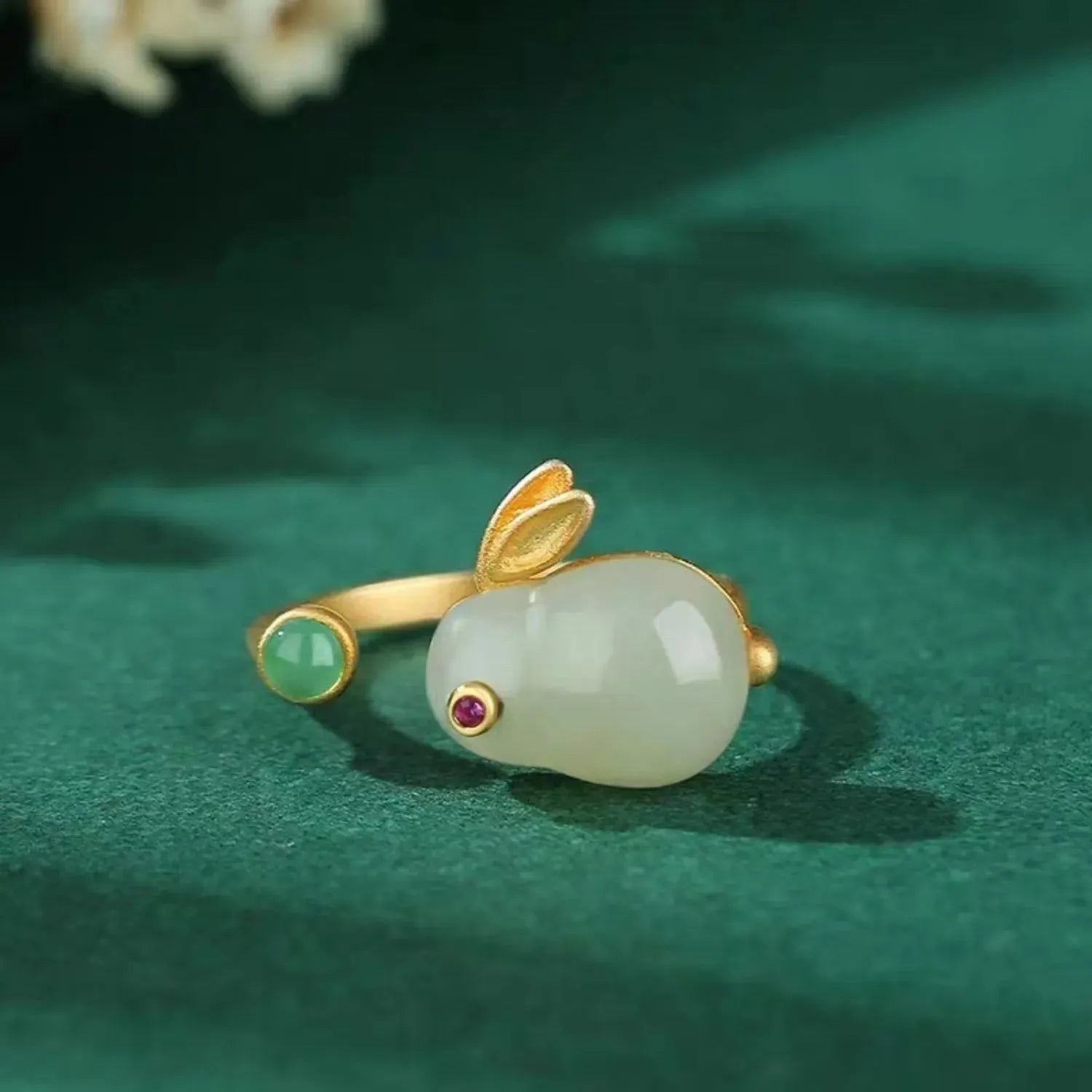 Natural Stone Gold-Plated Rabbit Ring Rings - Tophatter Daily Deals