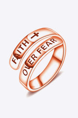 925 Sterling Silver FAITH OVER FEAR Bypass Ring Rings - Tophatter Daily Deals