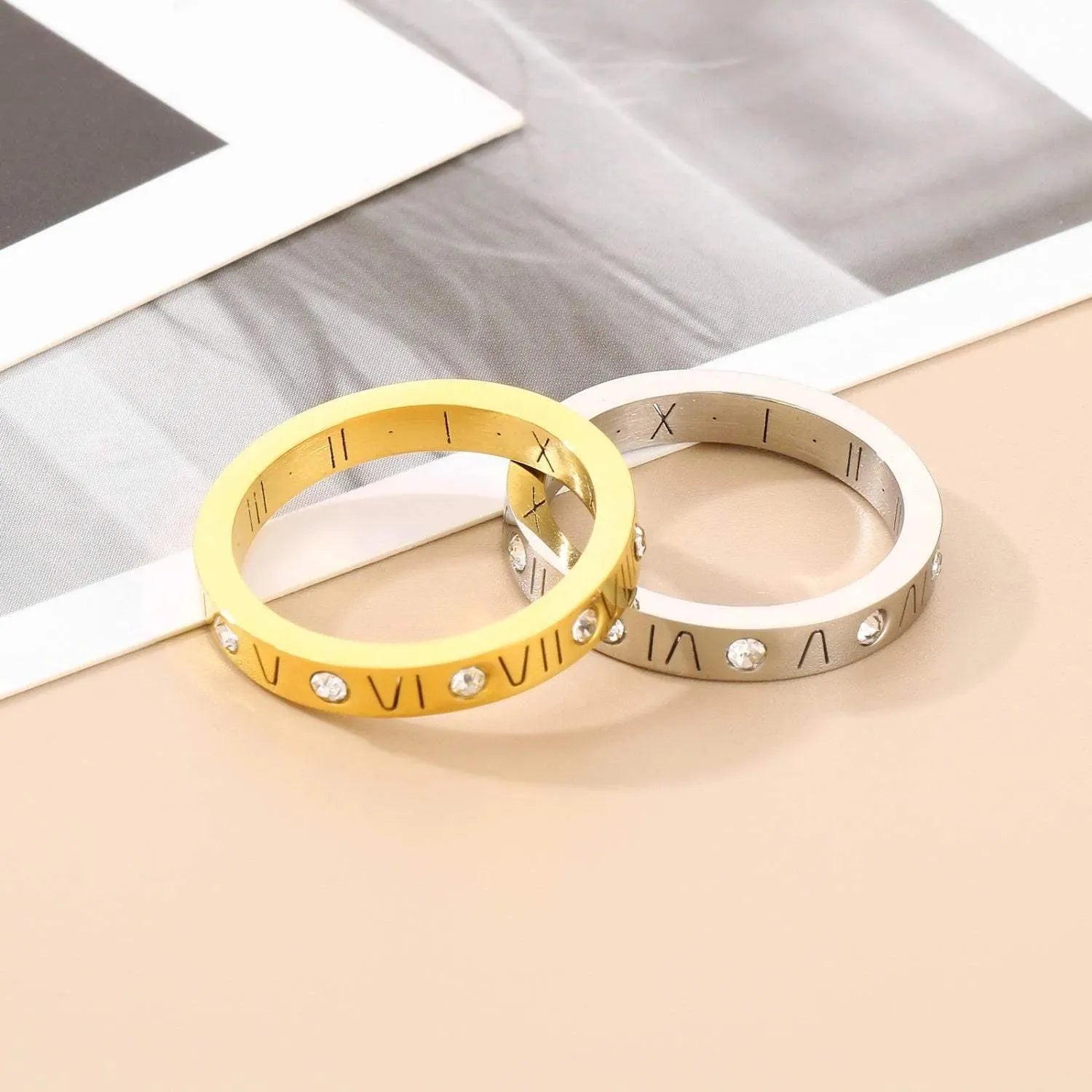 Inlaid Zircon Stainless Steel Ring Rings - Tophatter Daily Deals