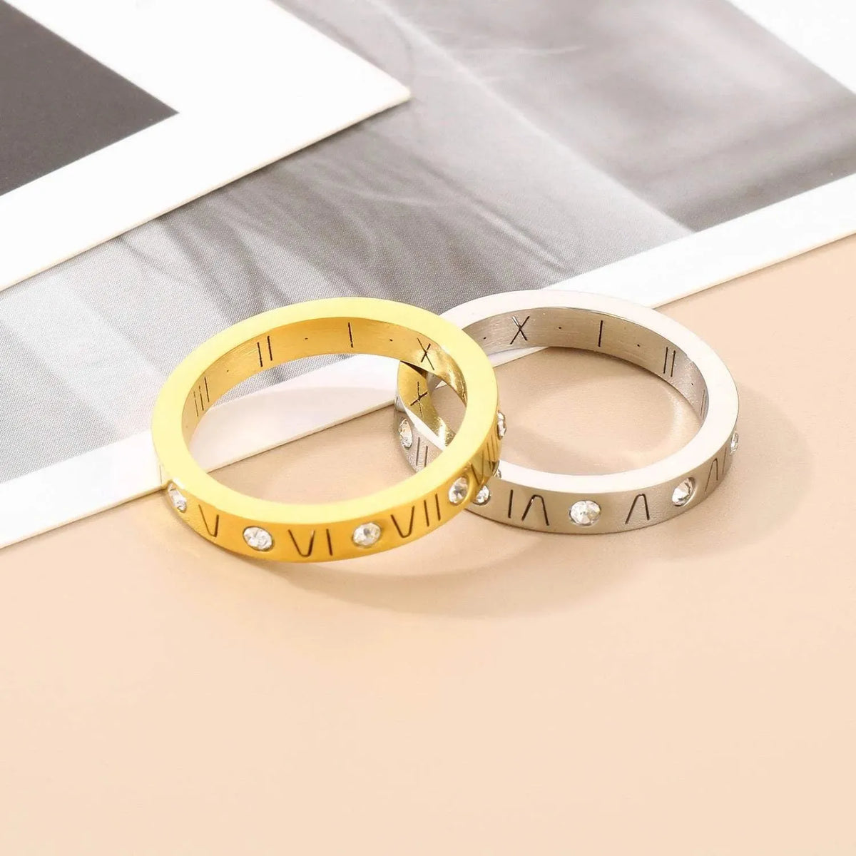 Inlaid Zircon Stainless Steel Ring Rings - Tophatter Daily Deals