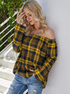 Off-Shoulder Striped Long Sleeve T-Shirt Women's T-Shirts - Tophatter Daily Deals