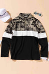 Plus Size Camouflage Color Block Quarter Zip Top Blouses - Tophatter Daily Deals