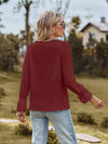 V-Neck Flounce Sleeve Blouse Blouses - Tophatter Daily Deals