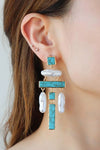 Turquoise Alloy Earrings Earrings - Tophatter Daily Deals