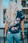 Floral Round Neck Short Sleeve Tee Women's T-Shirts - Tophatter Daily Deals