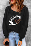 Football Graphic Ribbed Top Blouses - Tophatter Daily Deals