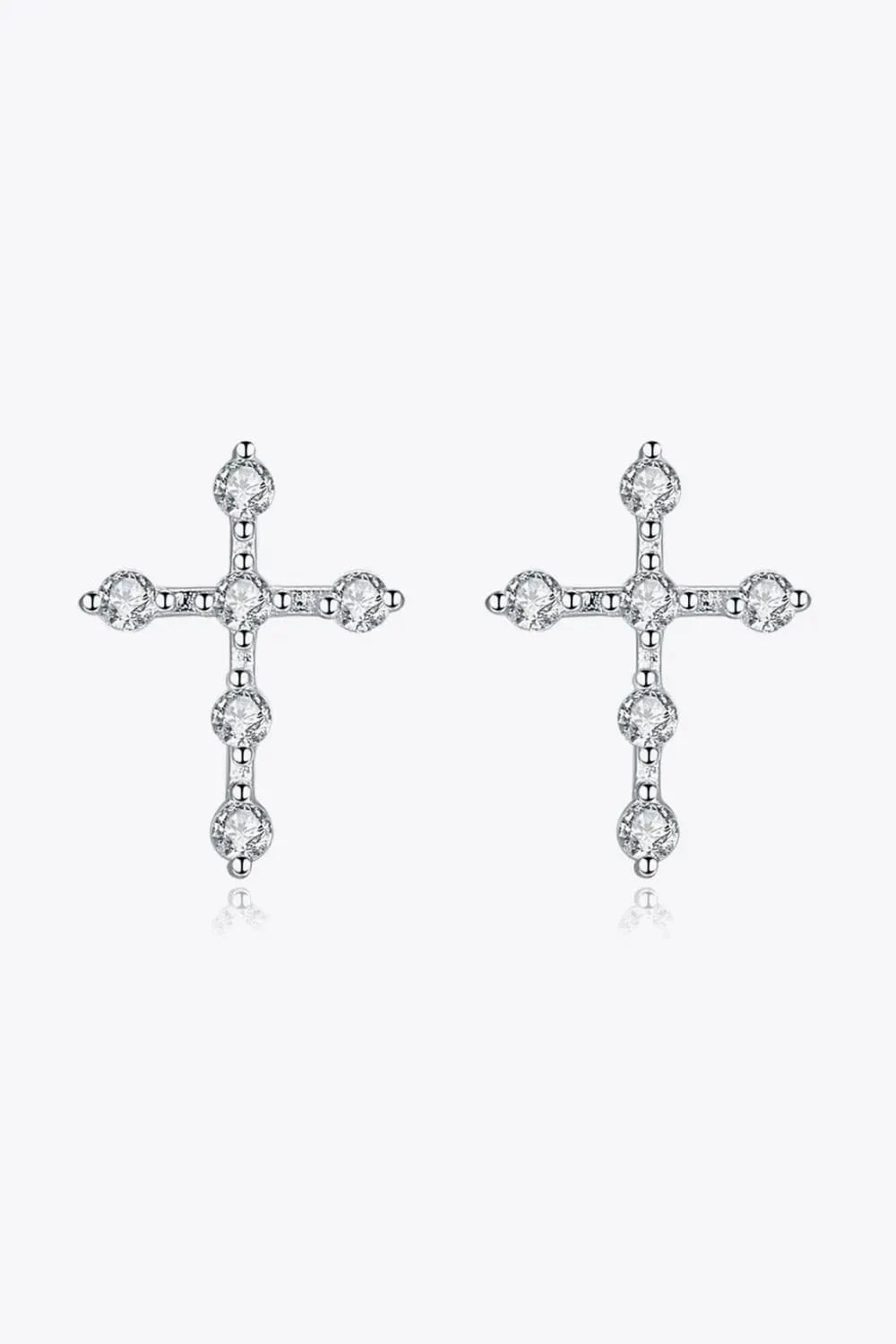 Zircon Cross 925 Sterling Silver Earrings Silver One Size Earrings - Tophatter Daily Deals