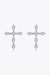 Zircon Cross 925 Sterling Silver Earrings Silver One Size Earrings - Tophatter Daily Deals