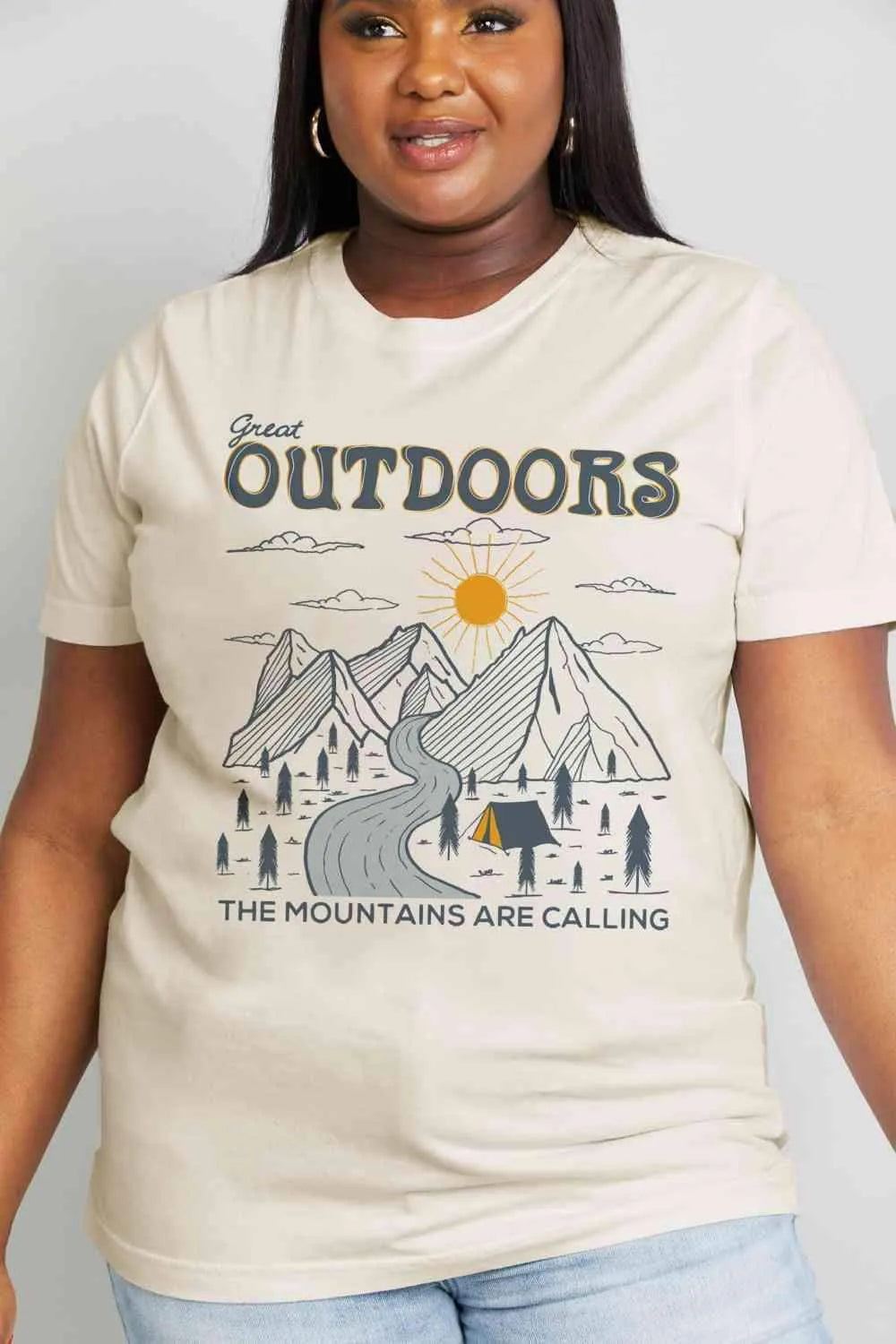 Simply Love Full Size GREAT OUTDOORS Graphic Cotton Tee Women's T-Shirts - Tophatter Daily Deals