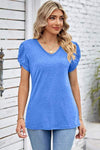 V-Neck Twisted Short Sleeve T-Shirt Women's T-Shirts - Tophatter Daily Deals