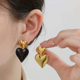 Stainless Steel Double Heart Earrings Earrings - Tophatter Daily Deals
