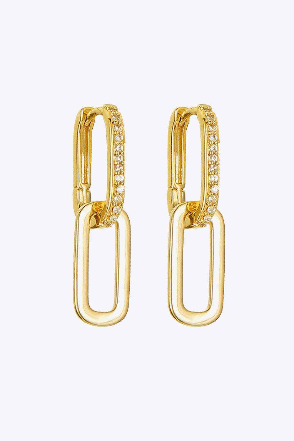 Cubic Zirconia Link Earrings Gold One Size Earrings - Tophatter Daily Deals