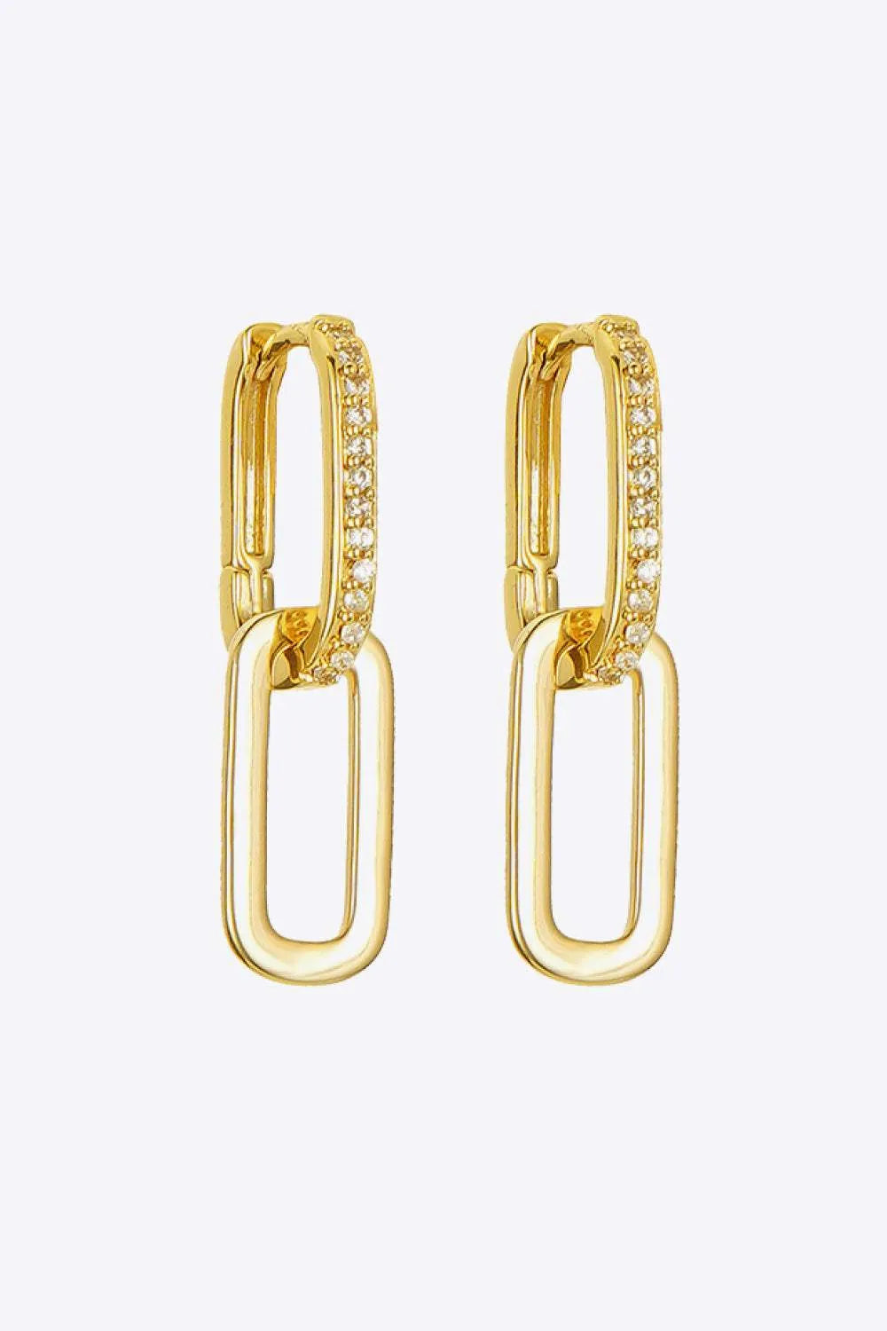 Cubic Zirconia Link Earrings Gold One Size Earrings - Tophatter Daily Deals