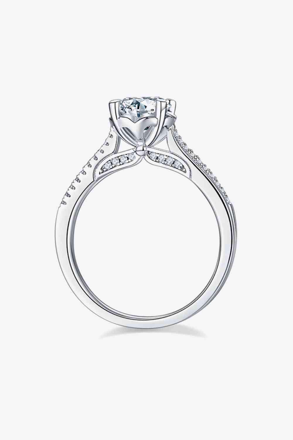 Adored 1 Carat Moissanite 925 Sterling Silver Side Stone Ring Moissanite - Tophatter Daily Deals