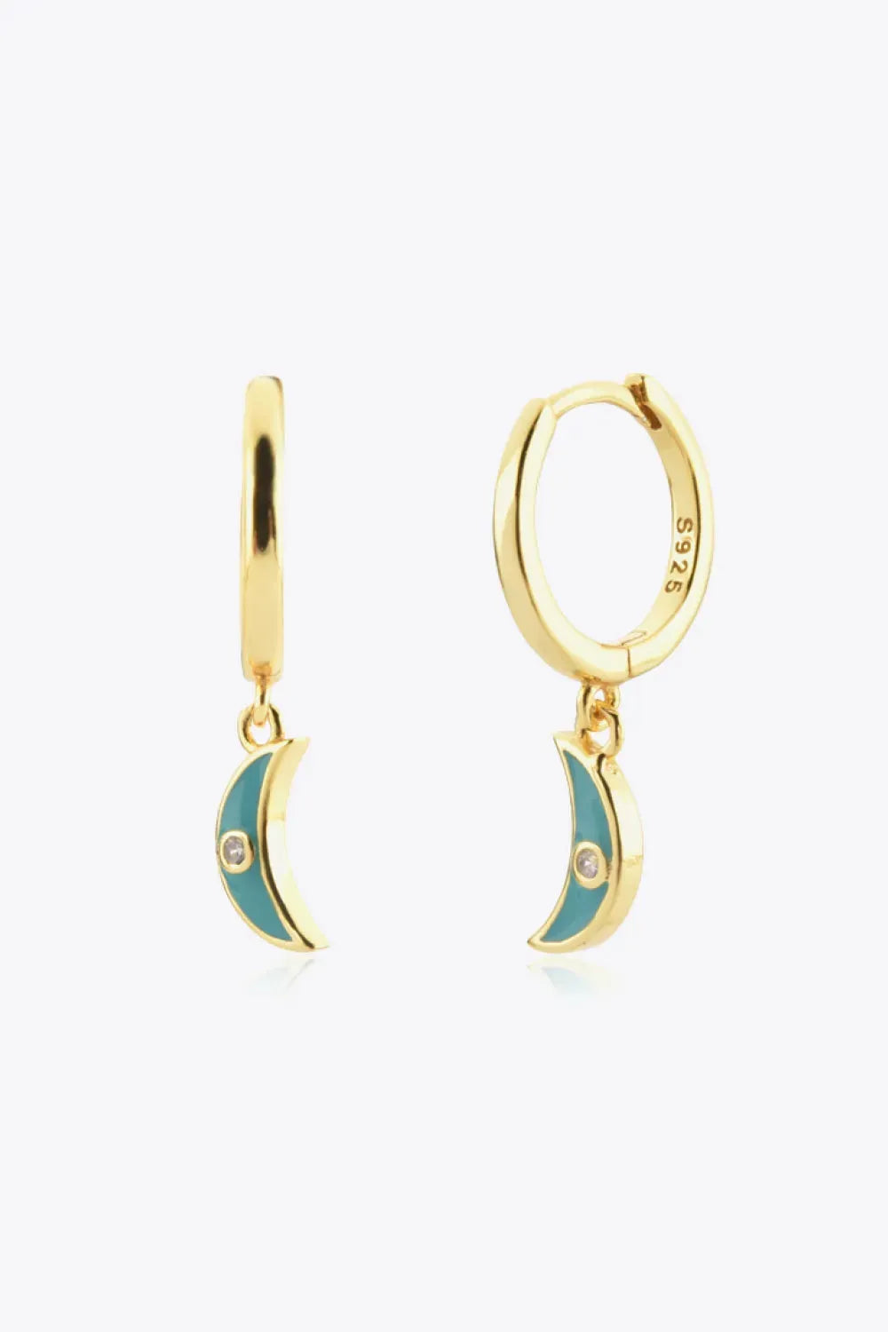 Zircon Moon Drop Huggie Earrings Sky Blue One Size Earrings - Tophatter Daily Deals