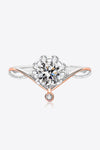 Moissanite and Zircon Contrast Crisscross Ring Silver Rose Gold Moissanite - Tophatter Daily Deals