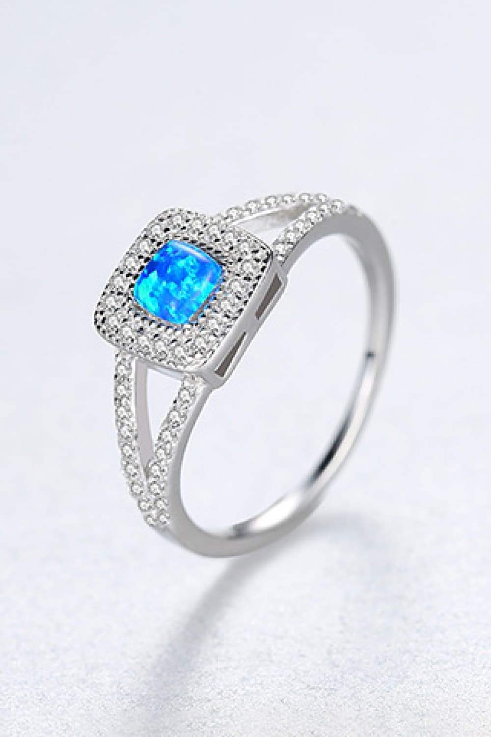 Opal 925 Sterling Silver Split Shank Ring Sky Blue Opal - Tophatter Daily Deals