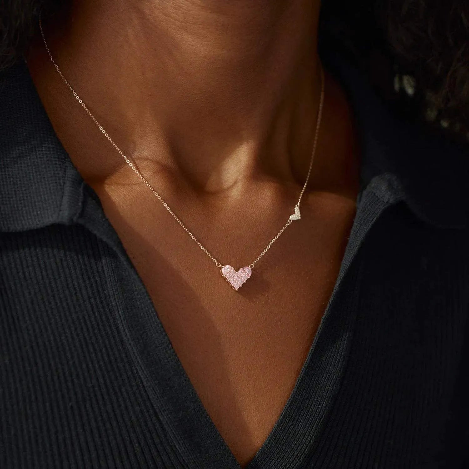 Heart Shape Rose Gold-Plated Pendant Necklace Necklaces - Tophatter Daily Deals