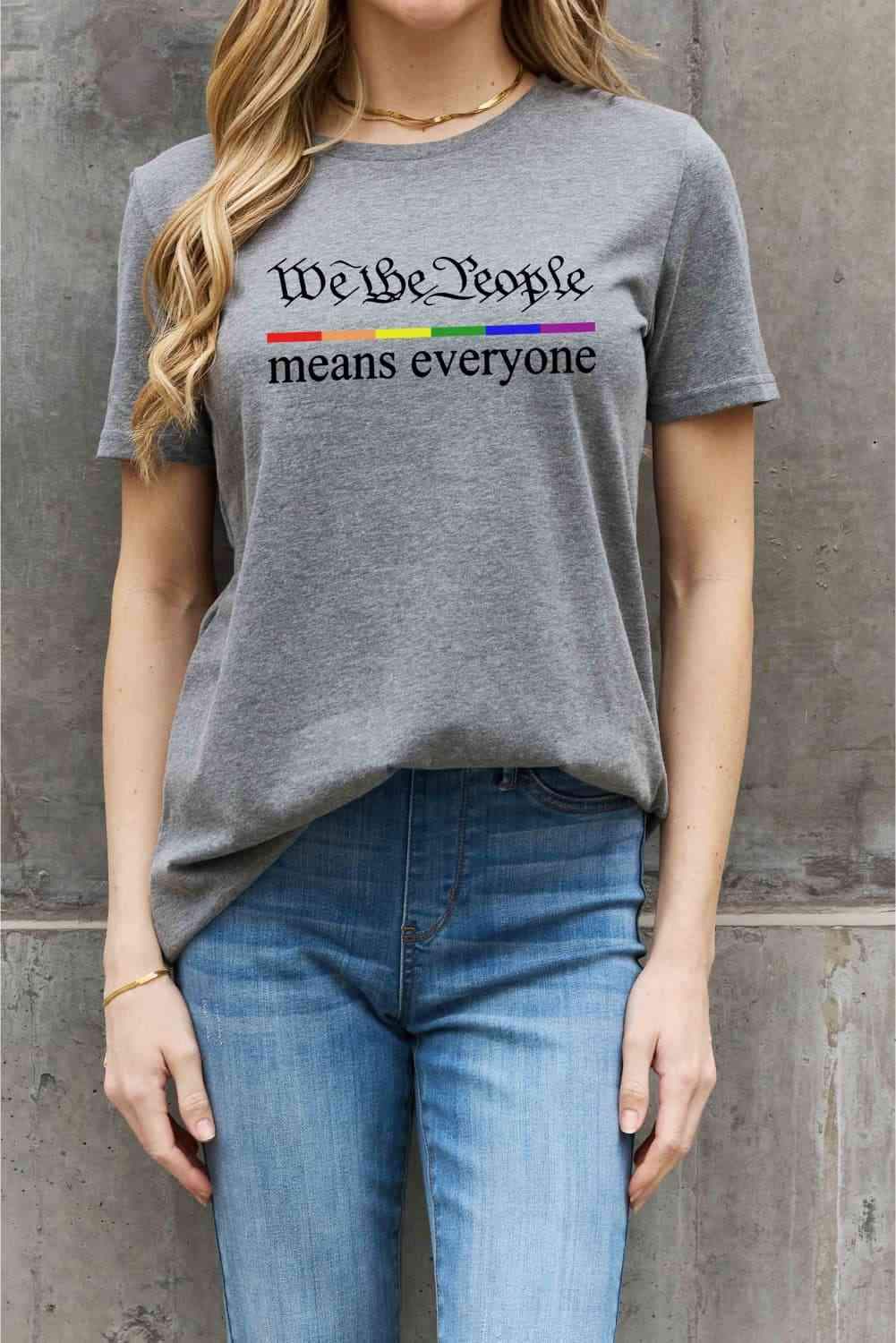 Simply Love Full Size MEANS EVERYONE Graphic Cotton Tee Women's T-Shirts - Tophatter Daily Deals